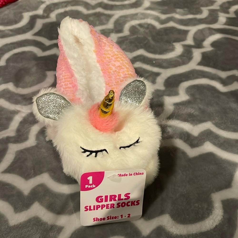 Girls Unicorn Slipper Socks, NEW, shoe size 1-2